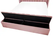 Bett mit Stauraumbank NOYERS Samtstoff Rosa 140 x 200 cm_834496