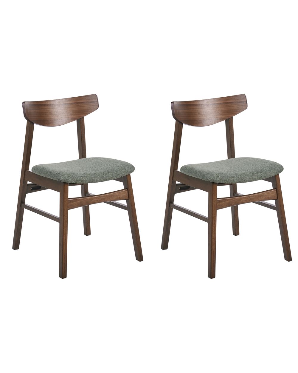 Set of 2 Dining Chairs SMILEY Wood Brown/ Green