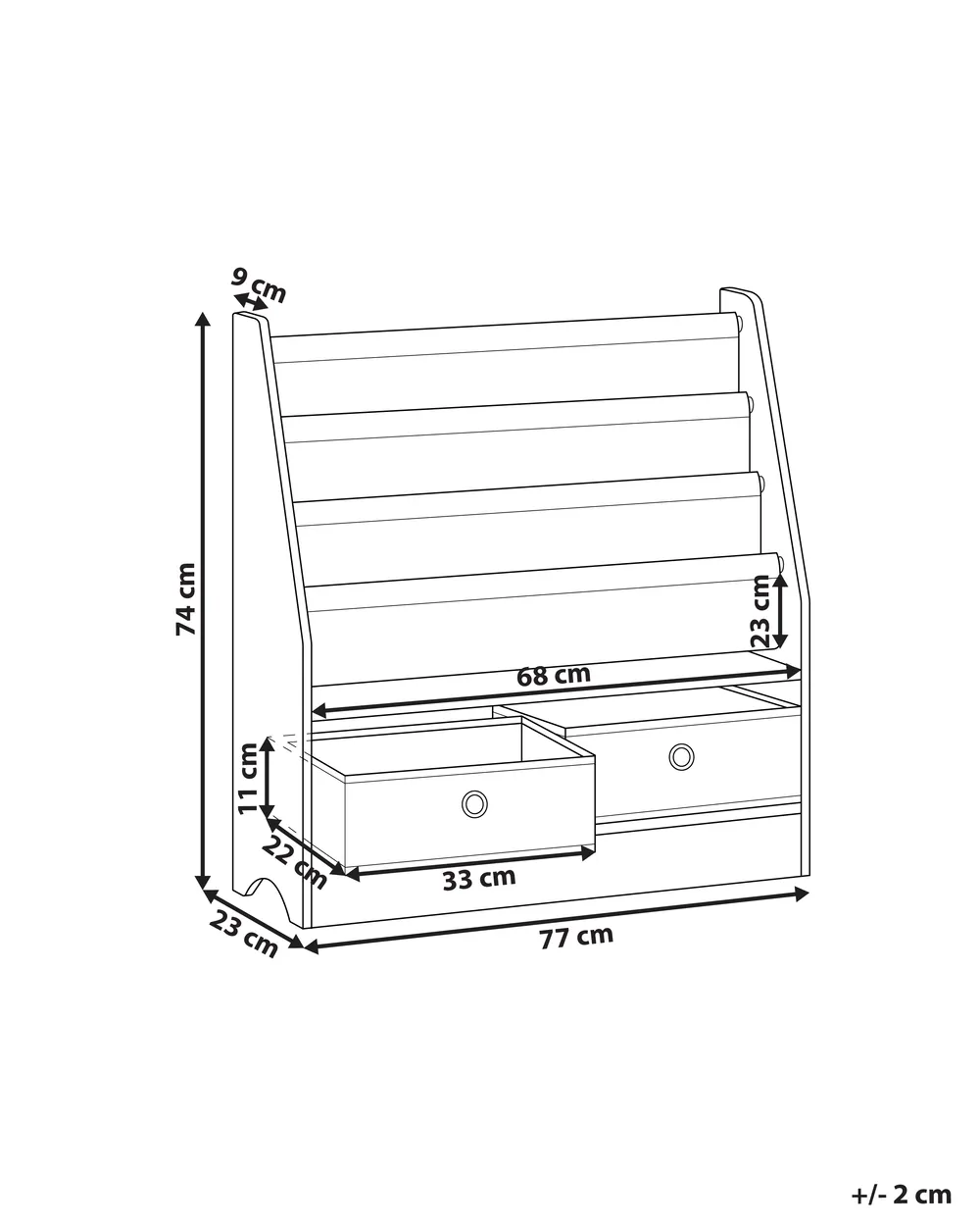 3 Tier Bookcase TUMBY 74 cm White_963093