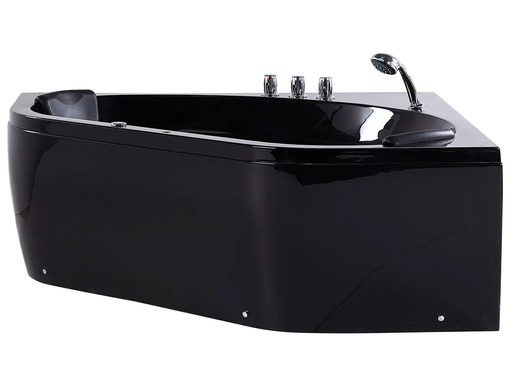 Corner Hot Tub with LED MEVES 1400 x 1400 mm Black_780524