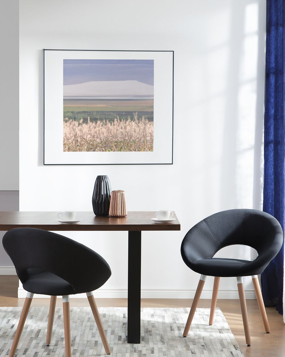 Set van 2 eetkamerstoelen ROSLYN Stof Zwart
