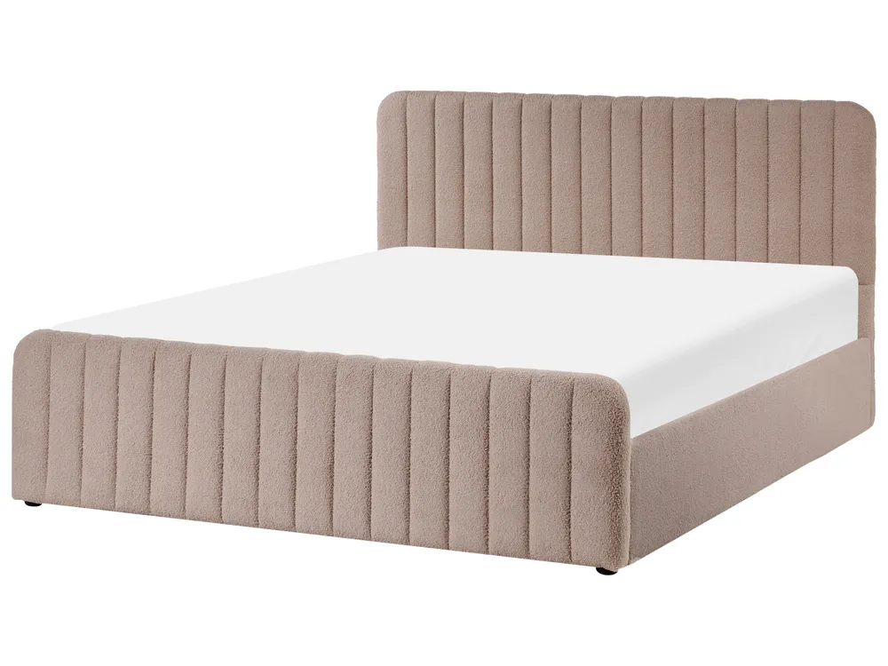 Ottoman Bed LUNAN Boucle Taupe 160 x 200 cm (EU King Size)_1048574