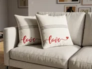 Set of 2 Decorative Cushions PLUMERIA 45 x 45 cm Cotton Beige Text_914192