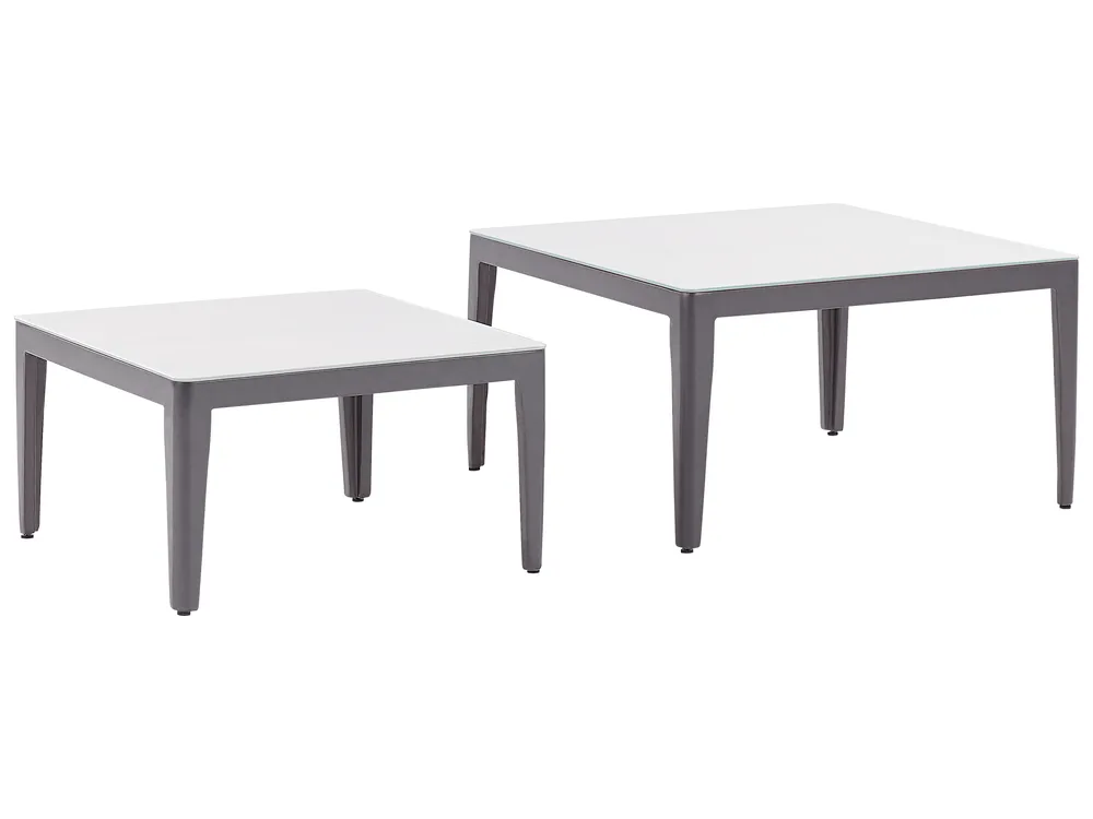 Garten Ecksofa mit Tisch 6-Sitzer RIMA III modular Metall Beige linksseitig_828896