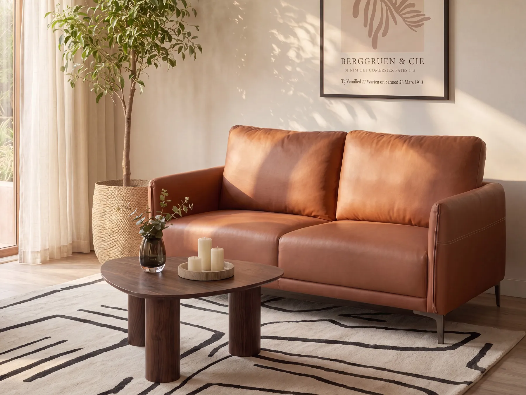 Sofa 2 Seater CILENS Fabric Golden Brown_1120179