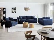 Bank 3-zits LUVOS Fluweel Donkerblauw_970579
