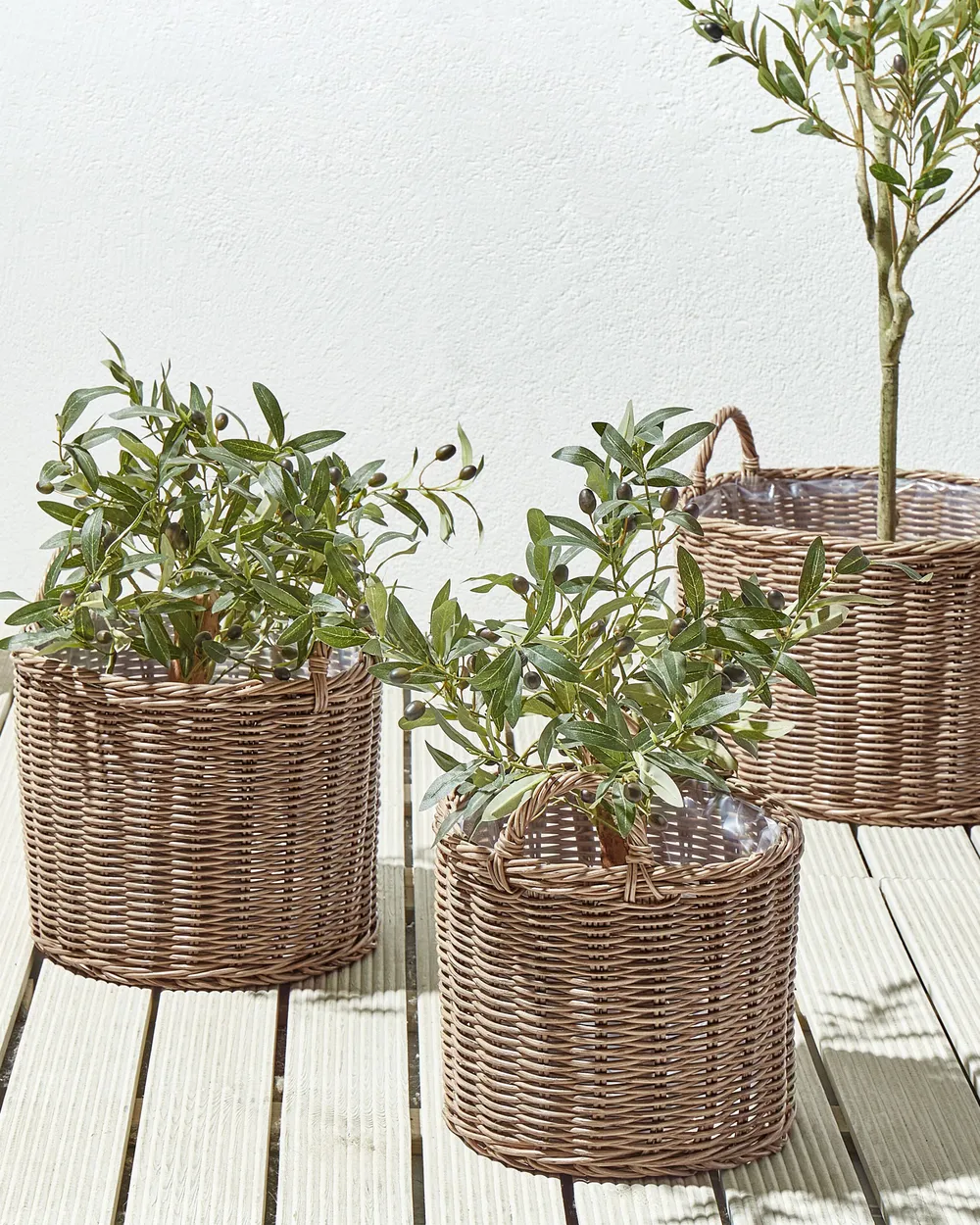 Blumenkorb 3er Set PENDULA 33/37/45 cm Polyrattan Naturfarben_914403