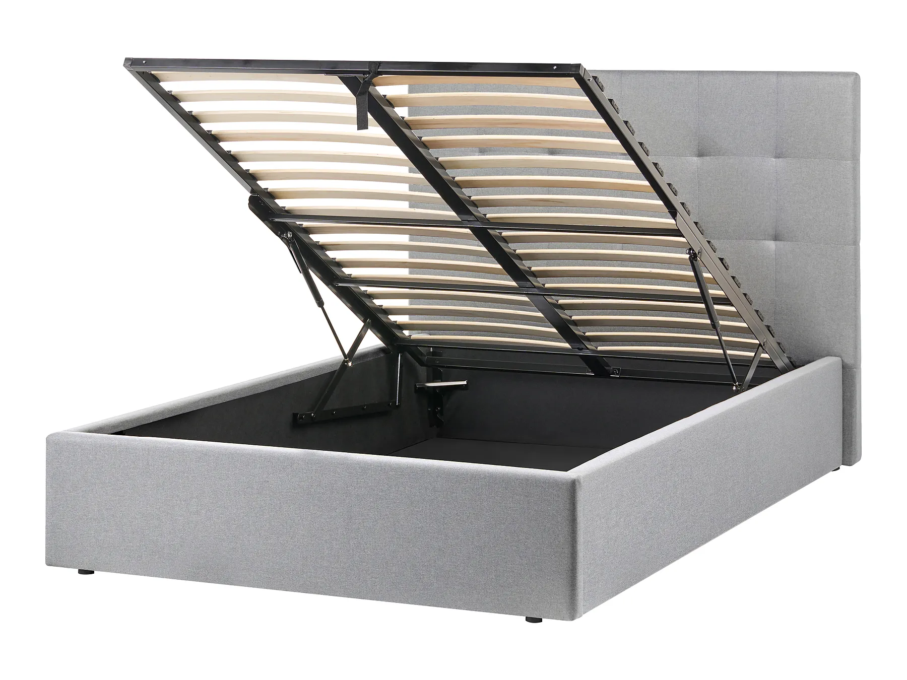 Ottoman Bed LORIENT Fabric Grey 120 x 200 cm (EU Small Double)_1062944