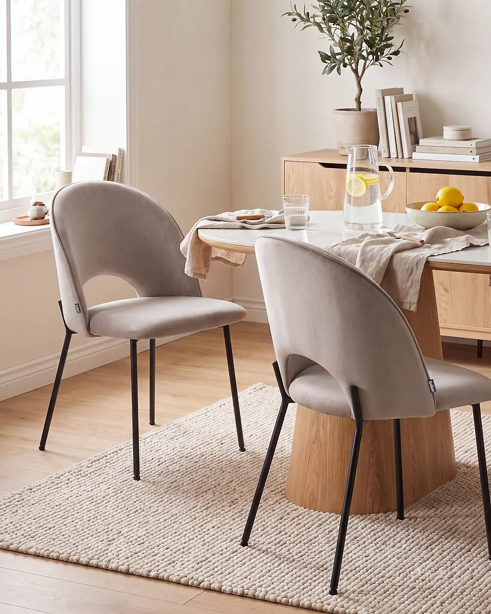 Set of 2 Dining Chairs COVELO Velvet Taupe_1154727