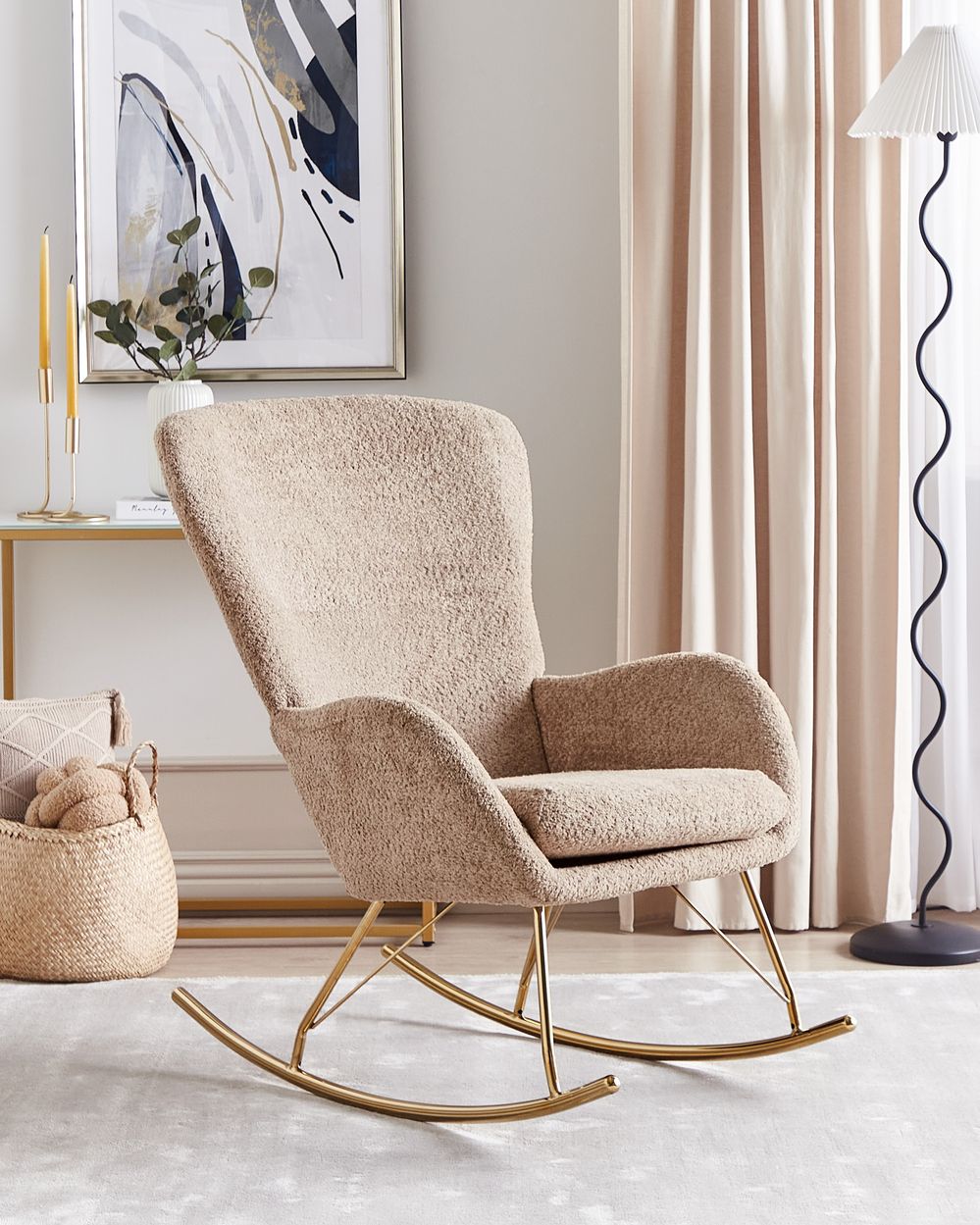 Schaukelsessel ANASET Bouclé Sandbeige