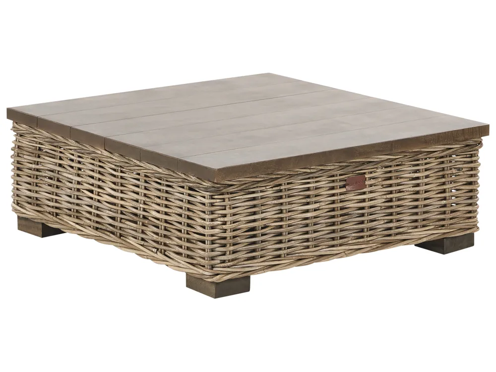 Lounge Set mit Tisch 4-Sitzer VARALLO modular Rattan Grau linksseitig_954931