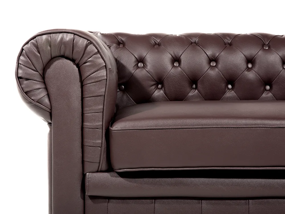 Living Room Set 4 Seater CHESTERFIELD Leather Brown_769455