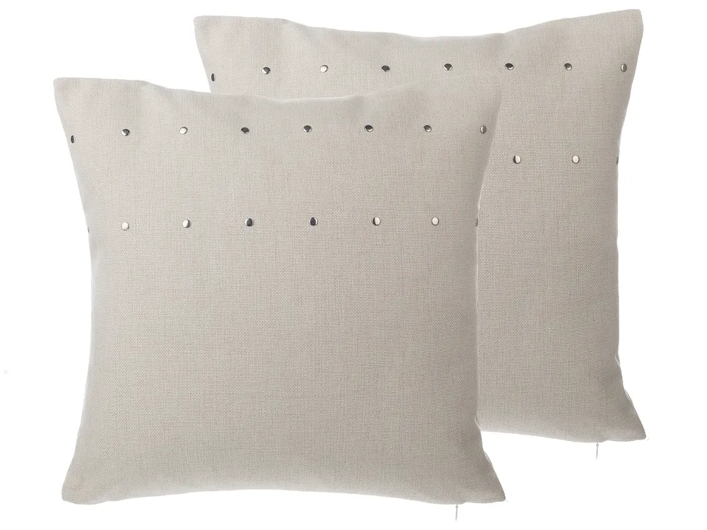 Dekokissen 2er Set GAURA 45 x 45 cm Hellbeige Ohne Muster