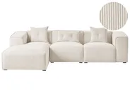 Ecksofa 3-Sitzer DOLVA Cord Cremeweiß rechtsseitig_979344