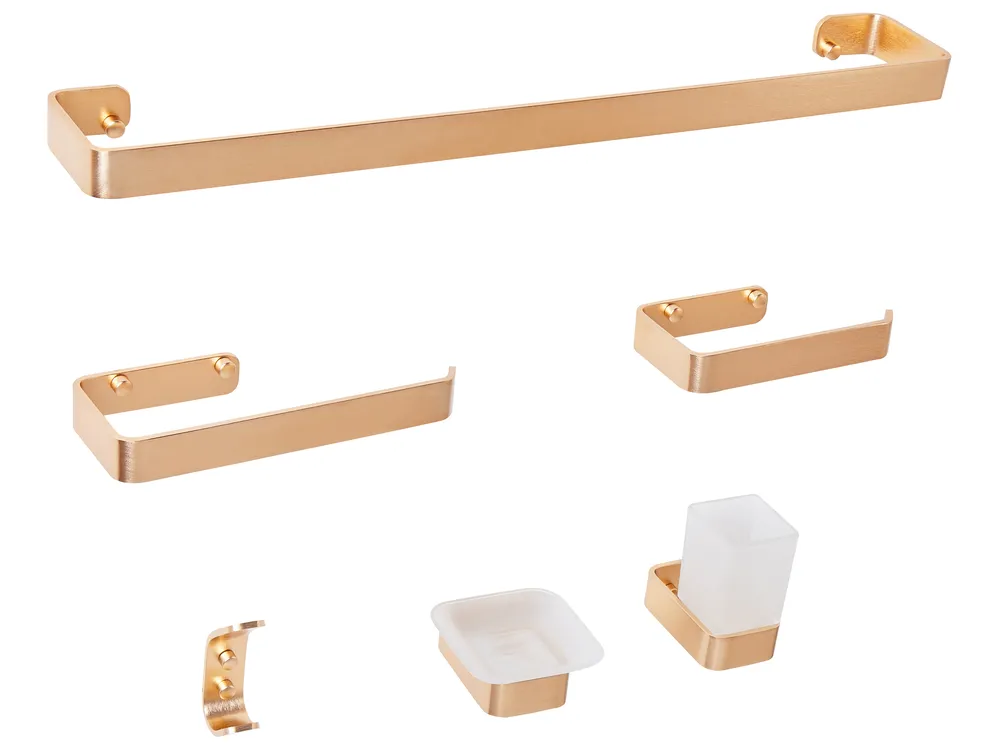 Badezimmerhalter Set 6-teilig ZORRITOS mit Handtuchstangen und -haken Metall Gold