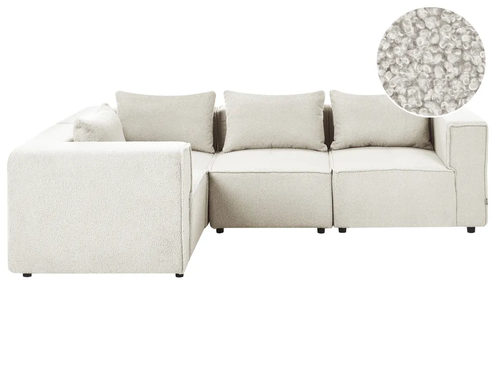 Modul Ecksofa 4-Sitzer AXEBO Bouclé Cremeweiß rechtsseitig