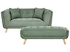 Sofa 2-Sitzer HABO mit Ottomane Stoff Grün