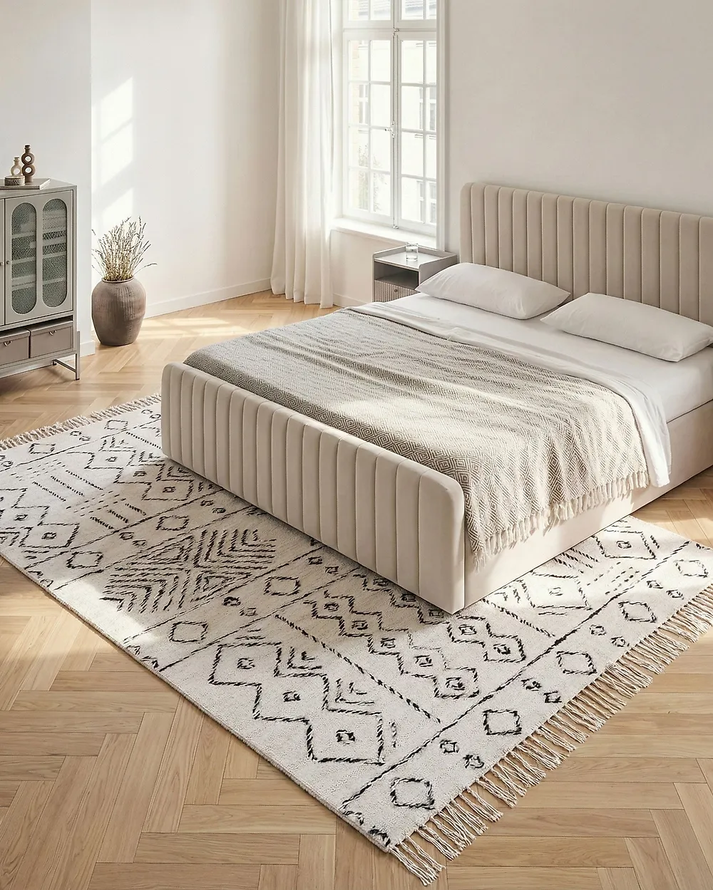 Teppich ALKENT Weiß 140 x 200 cm Wolle_1177456