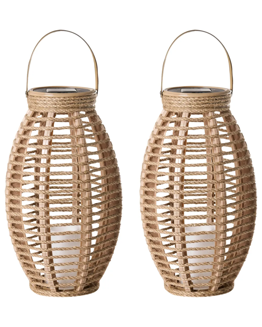 Solarbetriebene Laternen 2er-Set SHANGANI 40 cm Naturfarben