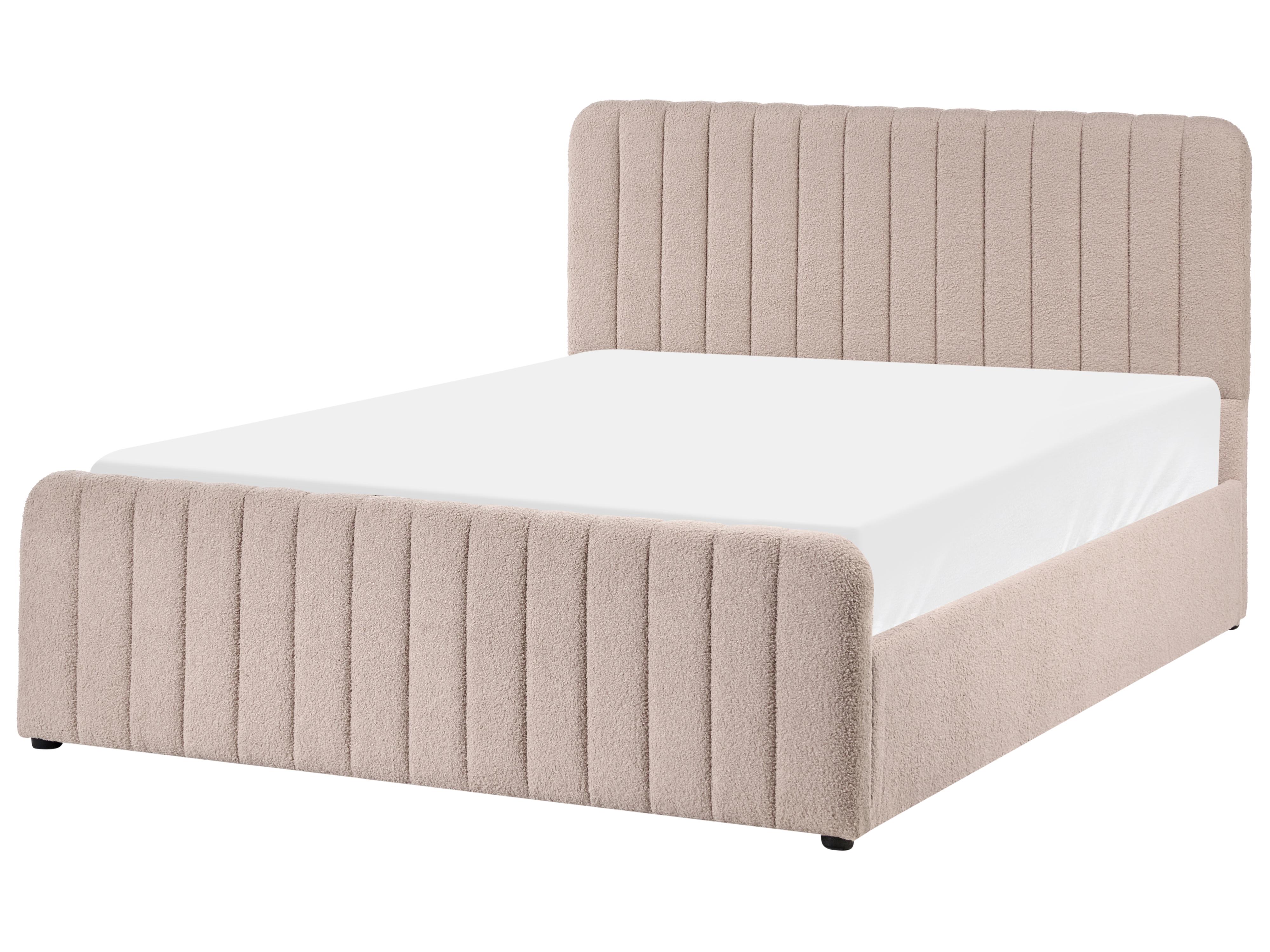 Ottoman Bed LUNAN Boucle Beige 140 x 200 cm (EU Double)_1048430