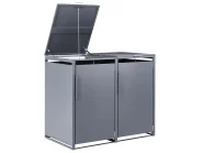 Doppel-Mülltonnenbox 480 L PIACENZA Metall Dunkelgrau_1073505