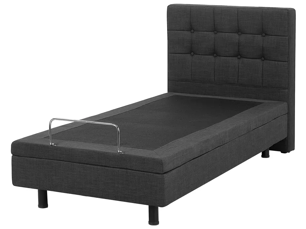 Bett verstellbar Stoff DUKE 90 x 200 cm Dunkelgrau_734391