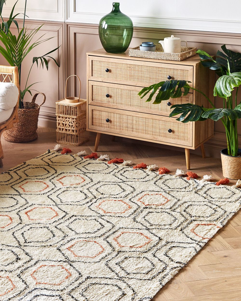 Rug HAJIPUR Beige 160 x 230 cm Cotton