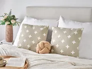 Dekokissen 2er Set VELLEIA 45 x 45 cm Baumwolle Taupe Geometrisches Muster_1079276