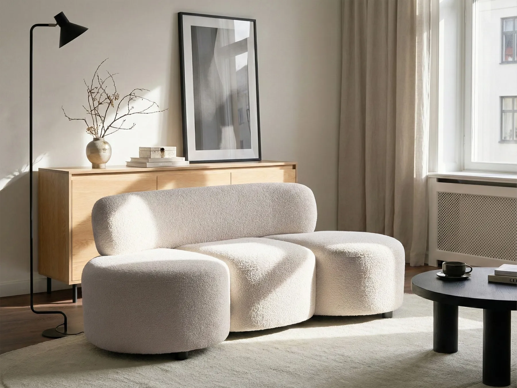 Sofa 3-Sitzer BLAVAND Bouclé Cremeweiß_1061478