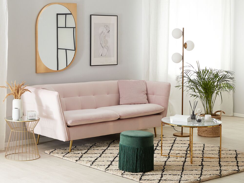 Sofa 3-Sitzer FREDERICA Samtstoff Rosa