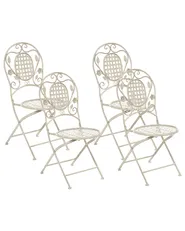Gartenstuhl 4er Set BIVIO klappbar Metall Cremeweiß_806670