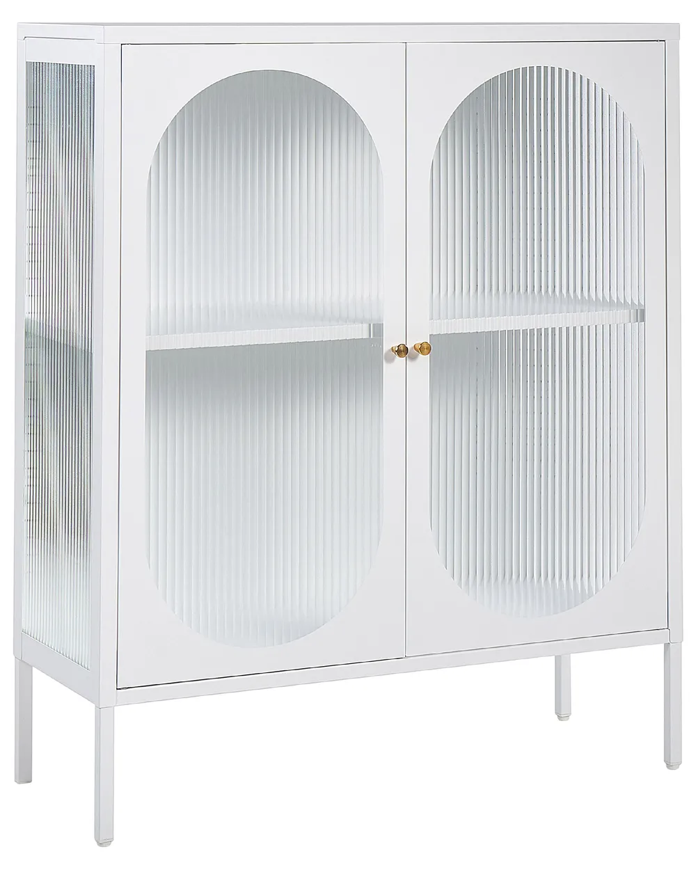 Sideboard mit Glastüren SARRE 90 cm Metall Weiß