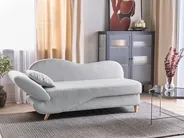Linksseitige Chaiselongue MERI mit Stauraum Kunstleinen Hellgrau_881194