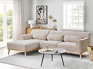 Ecksofa SIMOS Chenillegewebe Beige rechtsseitig_1171967