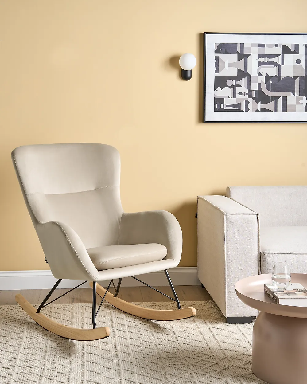 Schaukelsessel ELLAN Samtstoff Beige