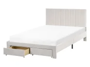 Bett mit Schubladen LONZAC Samtstoff Cremeweiß 120 x 200 cm_1014739