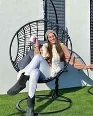 Hanging Chair with Stand ASPIO PE Rattan Black_828159