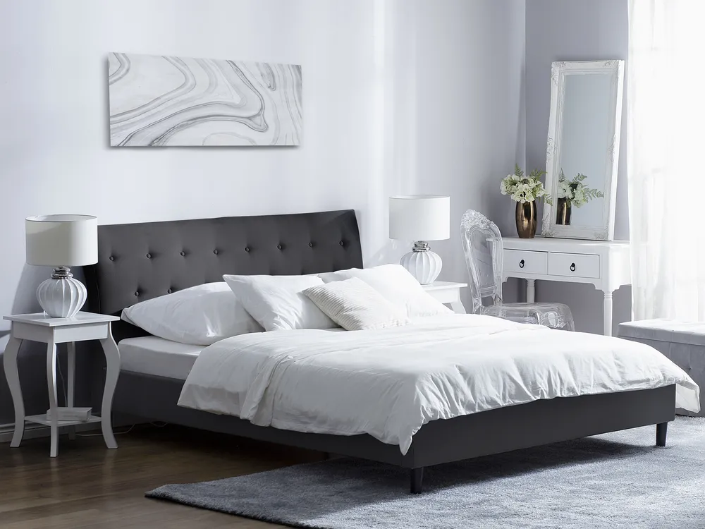 Bett mit Lattenrost Stoff SAVERNE 180 x 200 cm Dunkelgrau