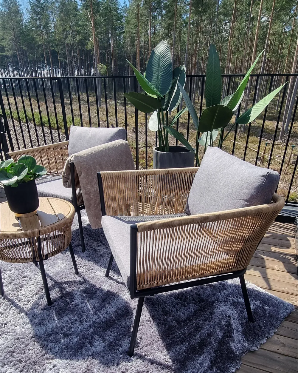 Bistro Set inkl. Kissen GARGANO Polyrattan Hellbraun_829567