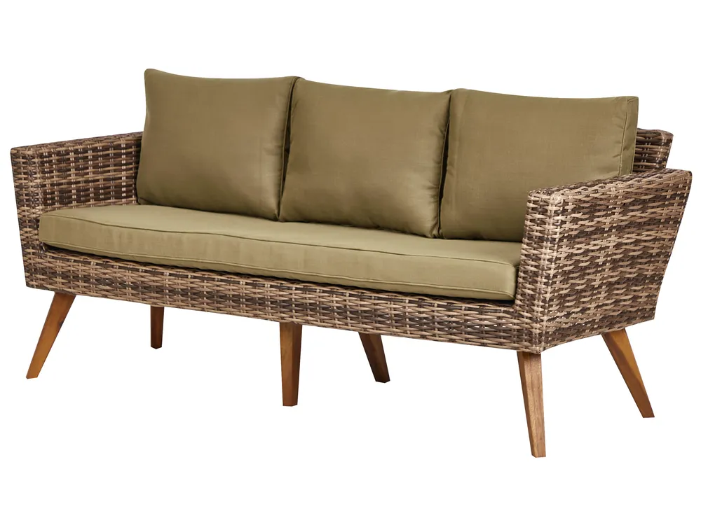 Lounge Set mit Tisch 5-Sitzer VITTORIA XL Polyrattan Olivgrün_928563