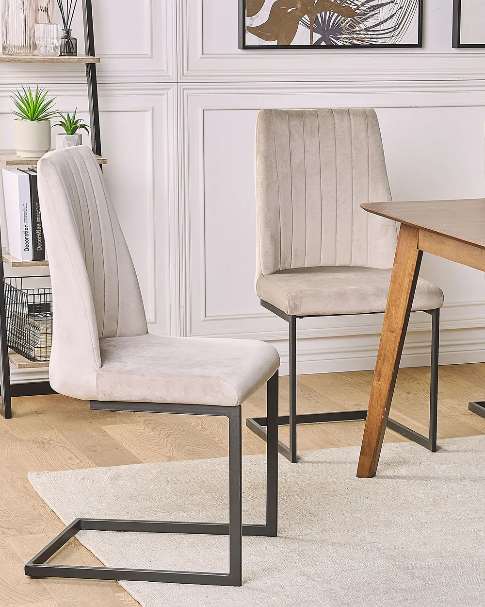 Esszimmerstuhl 2er Set LAVONIA Samtstoff Taupe