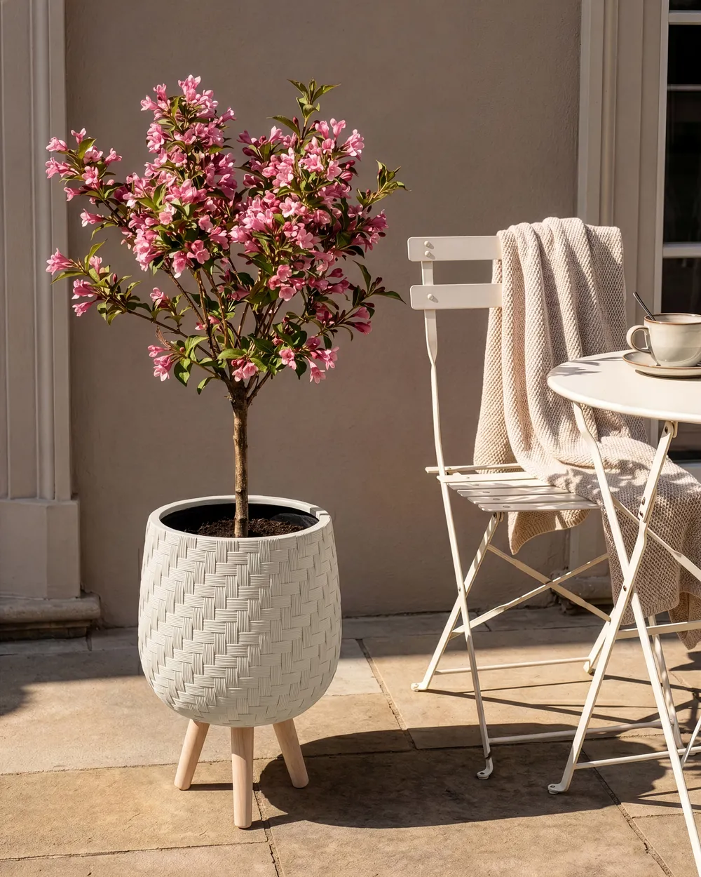 Blumentopf mit Beinen PAVONE 27 cm Hellbeige