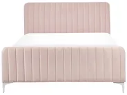 Bett mit Lattenrost Samtstoff LUNAN 140 x 200 cm Pastellrosa_803494