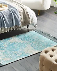 Teppich AKARSU Blau 80 x 150 cm Viskose_1183883