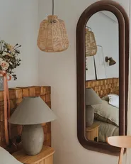 Wandspiegel CULAN 60 cm 160 cm Samtstoff Rosa_946471
