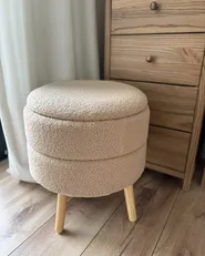 Storage Stool OKATON Boucle Beige_982618