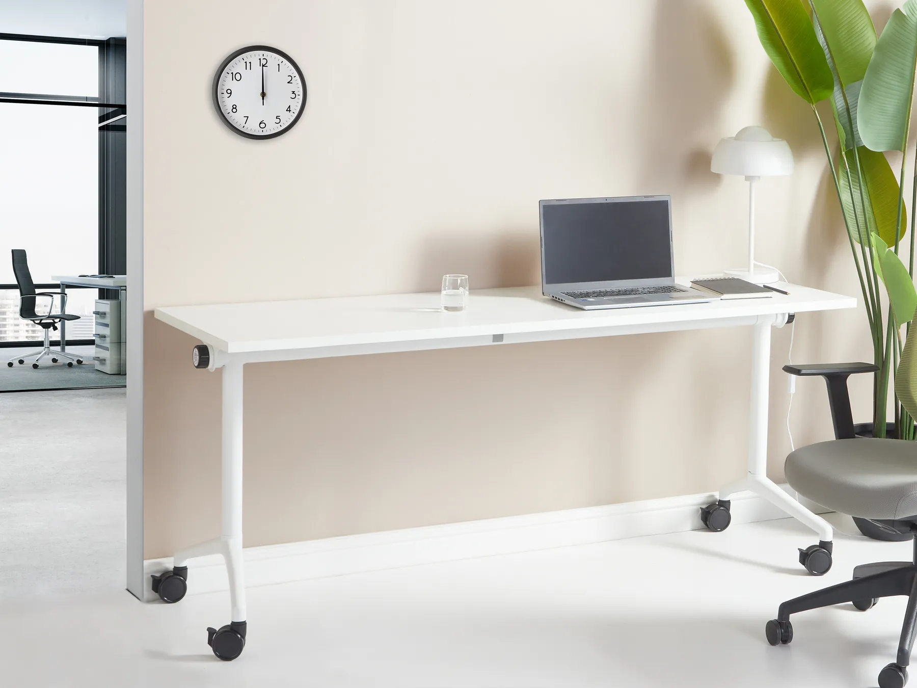 Foldable Office Desk CAVI 180 cm 60 cm with Wheels White_922292