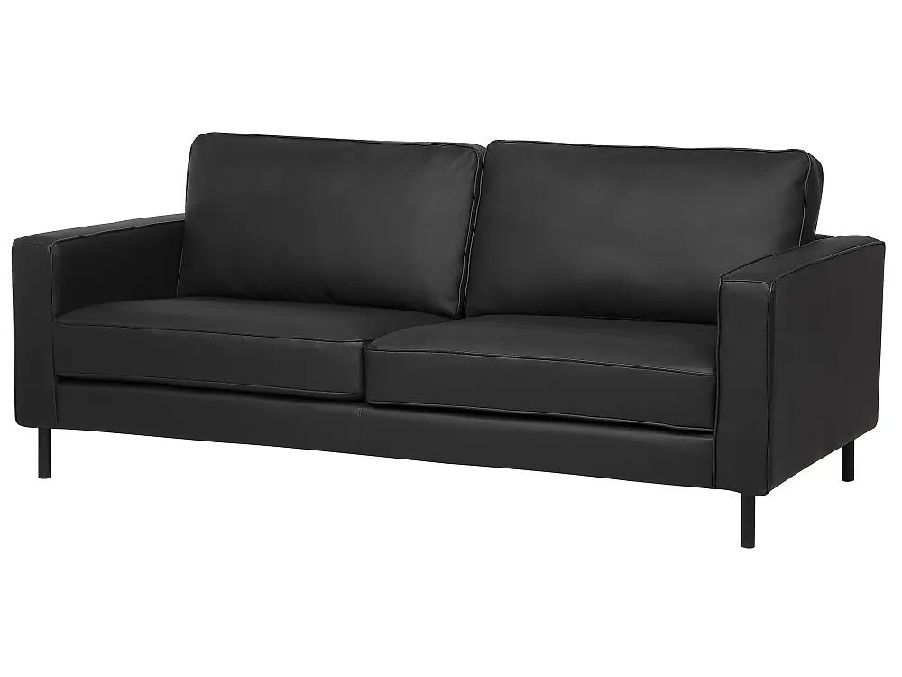 Sofa 3-Sitzer SAVALEN Echtleder Schwarz