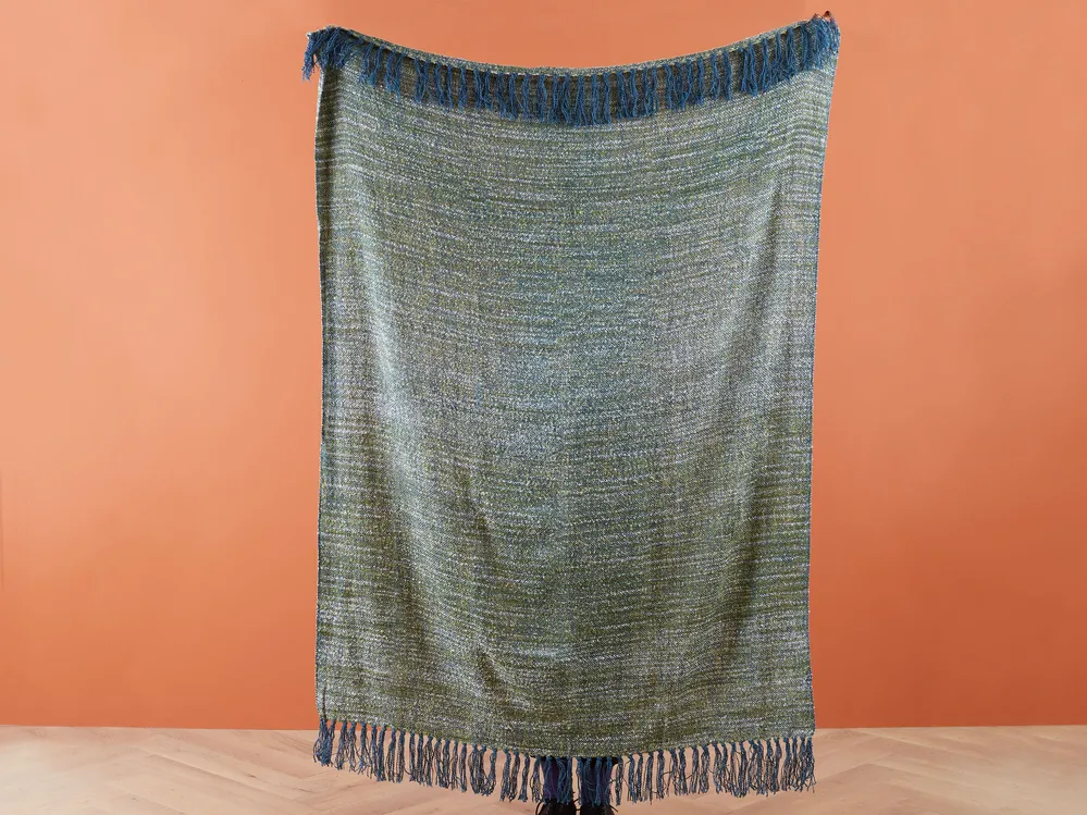 Kuscheldecke PAIRE Stoff 130 x 170 cm Blaugrün_868817
