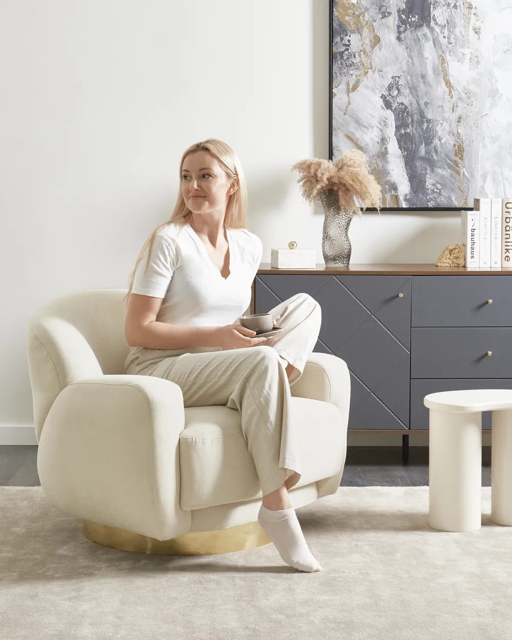 Sessel LEJRE Stoff Hellbeige_957521